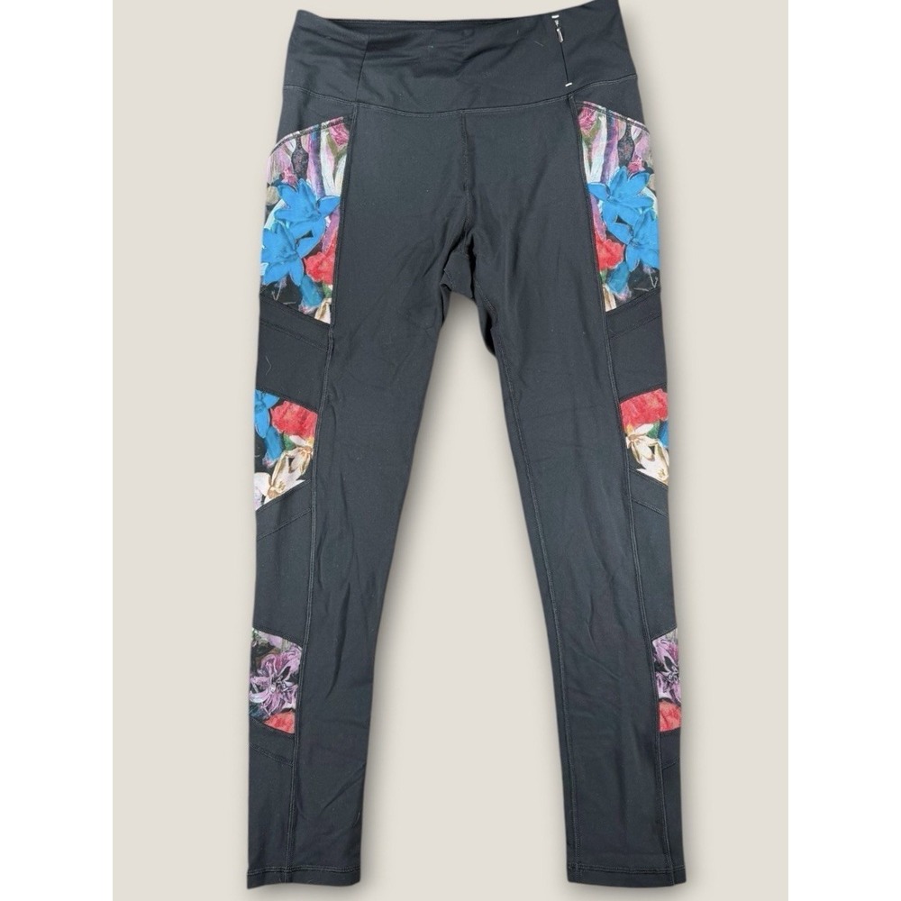 CALIA Carrie Underwood Black Floral Mesh Panel Leggings Pockets Active Women L
